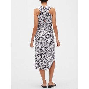 Banana Republic Crossback Midi Dress Navy Off White Leopard Print, Medium